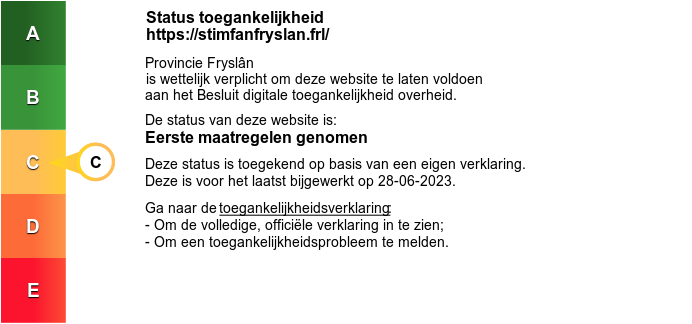 Status toegankelijkheidslabel van Stim fan Fryslân. Volg de link voor de volledige toegankelijkheidsverklaring.