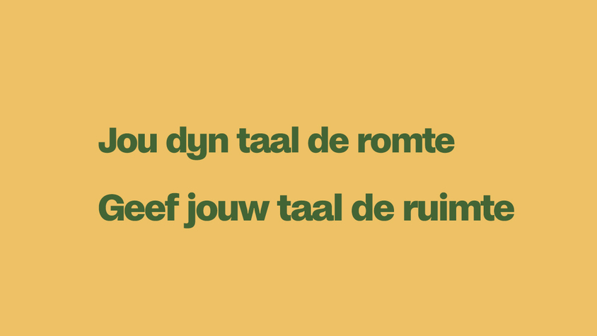 Decoratieve afbeelding met de tekst geef jouw taal de ruimte