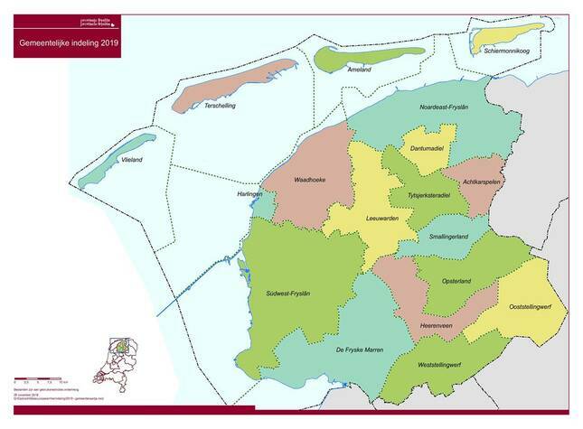 Geografische kaart provincie Fryslân met gemeentes.jpg